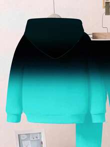 SHEIN 2 sztuki/zestaw chłopięcych bluz z kapturem, swobodny, z nadrukiem, z nadrukiem, luźny krój, wygodny, odpowiedni na jesień/zimę