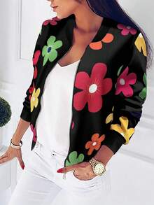 EMERY ROSE Casual Commuter Floral Print Jacket, Autumn - Multicolor - View 3