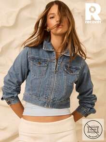 Aralina Abrigo vaquero corto de estilo boho casual para mujer, perfecto para maestras y conciertos de música country - Lavado ligero - Ver 5