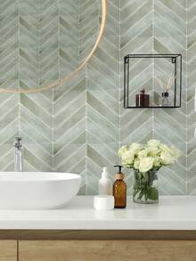 SHEIN 10/20片 11.4英寸 X 9英寸 可剥离粘贴壁纸 - 3D软凝胶可剥离粘贴柔性防水瓷砖，适用于厨房、浴室、易清洁墙面和淋浴房瓷砖。家居装饰，节日装饰。房间装饰 墙面装饰 浴室装饰 卧室装饰 房间装饰用品 客厅装饰 家居装饰 客厅墙纸 墙贴 墙贴 - 彩色 - 查看 4