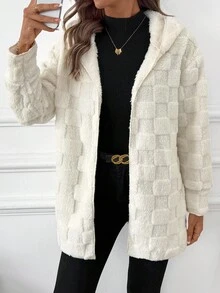 SHEIN Clasi Áo khoác nỉ có mũ trùm đầu họa tiết da báo dành cho nữ - Màu be - Xem 5