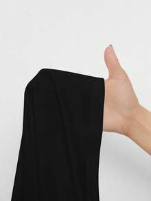 SHEIN Tall 女款 3 件組黑色長袖上衣，圓領休閒修身純色 T-shirt 套頭衫套裝，秋季春季日常基本修身上衣，適合高個女性 - 黑色 - 查看 11