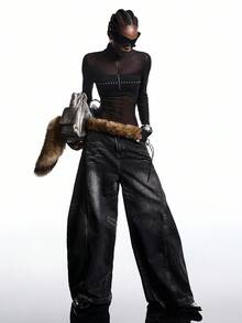 LYSMO 2025 New Arrive Minimalism Fall Winter Women's Turtleneck Long Sleeve Mesh Fitted Sexy T-Shirt Black Mesh Top Black See Through Top Mesh Top Long Sleeve Mesh Tops For Women Black Rhinestone Top,Black Tops