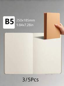SHEIN Sổ tay A5/B5 màu Kraft/đen, sổ ghi chép đơn giản với các ô vuông kẻ ngang, sổ tay trắng số lượng lớn, sổ nhật ký du lịch không kẻ dòng, sổ phác thảo, sổ ghi nhớ, sổ kế hoạch cho văn phòng, lớp học. - Nhiều màu - Xem 7