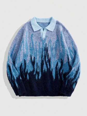 Street Life Pull tricoté à motif de flamme décontracté pour hommes, automne/hiver