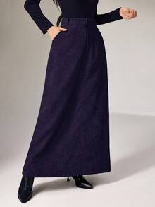 Heiryn Rok Kasual Minimalis Warna Polos untuk Wanita - Purple - View 4