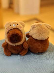 1 件水豚毛绒玩具钥匙扣挂件，柔软毛绒动物背包挂饰，汽车装饰配件，送给钥匙扣爱好者的礼物（水豚 3，可爱水豚毛绒玩具）。水豚毛绒玩具，水豚，可爱毛绒水豚。