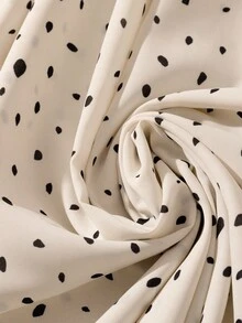 GlowEve 女士波尔卡圆点印花腰部喇叭形 A 字领优雅日常通勤商务法式浪漫约会派对圣诞节假期灯笼袖长袖杏色连衣裙 - 彩色 - 查看 7