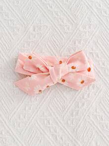 SHEIN Dozemod 儿童新生儿女宝宝樱桃图案圆领长袖前拉链针织连体衣带头带 2 件套 - 淺粉色 - 查看 4