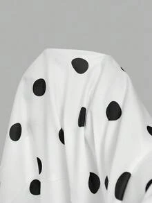 SHEIN MOD 女士优雅复古波尔卡圆点吊带蕾丝边中长连衣裙 - 黑與白 - 查看 5