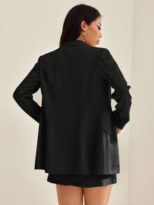SHEIN PETITE 女式两件套复古优雅连衣裙西装外套套装休闲装女式夏季服装两件套女式度假服装白色连衣裙女式白色连衣裙两件套女士白色上衣商务休闲女式婚礼宾客礼服女式复活节夏装女式春季服装女式套装女式两件套复活节连衣裙女式生日服装女式春假优雅连衣裙女式办公室服装 - 黑色 - 查看 2