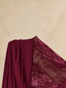 SHEIN BAE Czarna koronkowa sukienka z głębokim dekoltem, dopasowana, czarna koronkowa sukienka