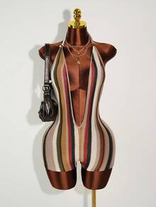 Amplova Bộ đồ liền thân hở lưng cổ chữ V sâu gợi cảm phong cách Bohemian mùa hè dành cho nữ - Nhiều màu - Xem 2