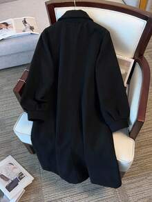 Franclia 新款宽松羊毛混纺翻领长袖女式大衣 - 黑色 - 查看 2