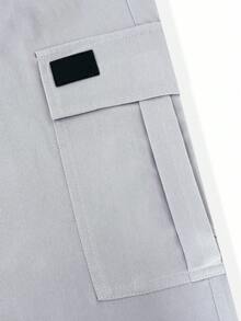 Manfinity Homme Men Plus Mature Casual Cargo Pants, Suitable For Daily Casual Wear, Weekend Outings, Outdoor Activities, Travel, Adventure, And Social Gatherings With Friends. This Pant Is An Indispensable Versatile Item In A Man's Wardrobe, Making It A Great Gift For A Boyfriend Or Husband., Fall - Light Grey - View 5