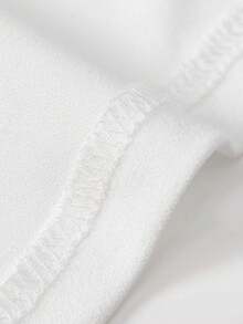 Ellevyn 优雅女士冬季黑色短袖拼接PU皮革拉链开衩紧身连衣裙 - 白色 - 查看 5