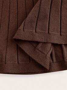 Modelyn 2 件套女士纯色圆领短袖上衣和优雅针织裙套装 2 件套女士秋冬装 - 咖啡棕 - 查看 8