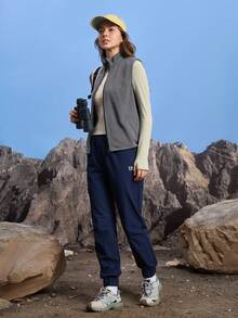 In My Nature Veste sans manches décontractée à col montant avec fermeture éclair pour femmes, automne