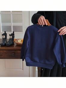 秋冬少女可爱熊图案针织休闲圆领卫衣