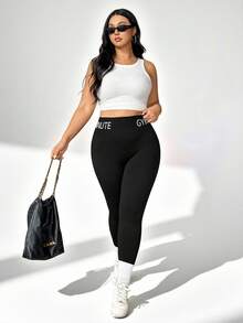 Auralis Calça Esportiva Skinny de Cintura Alta e Muito Elástica para Mulheres Plus Size em Preto, Calça de Moletom, Calça Jogger de Inverno para Mulheres, Calça de Moletom para Mulheres, Roupa Esportiva de Inverno para Mulheres - Multicolorido - Visão 6