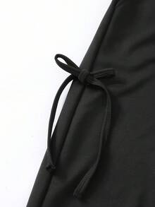 Tween Girl Oversized Bow Hip-Hop Street Loose Casual Sports Pants, Suitable For Autumn/Winter Girl Fall - Black - View 7
