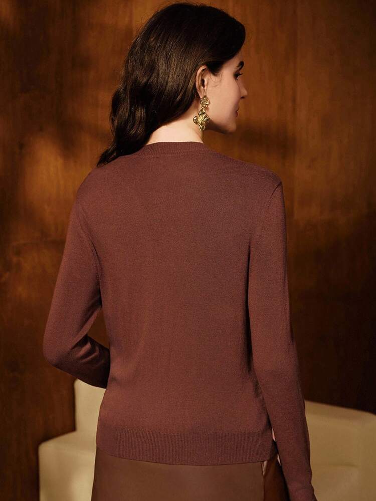 女性用エレガントなレース付きクロシェット編みパッチワークセーター、秋冬、クリスマス、新年会、パーティー、エレガント、高級、フォーマル、シック向け