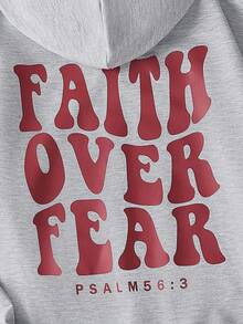 Sparklyn 2pcs/Set Casual Loose Fit Pink Hoodie Sweatshirt With Letter Print + Black Leggings, Teen GirlAutumn Outfit Fall Winter - Grey - View 4