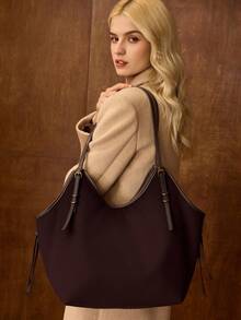 MOTF PREMIUM 时尚通勤大容量可调节肩带托特包 - 棕色 - 查看 1