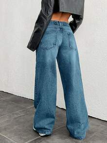 EURMUSE LOW RISE WIDELEG VINTAGE WASK Y2K JEAN - Dark Wash - View 2