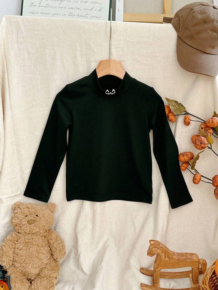 Ropa de otoño para niñas jóvenes, camiseta de punto de cuello alto para niñas jóvenes en Halloween - Negro - Añade 3