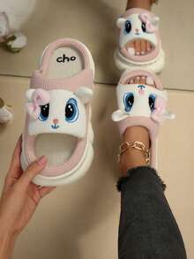 zapatillas de felpa con diseño de animal de dibujos animados, cálidas y antideslizantes. Zapatillas de casa con diseño de gato de dibujos animados multicolor para mujer de muy buen gusto, zapatillas de dormitorio de tela de muy buen gusto - Rosa - Ver 1