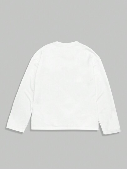 Grunge Punk Camiseta de manga larga y cuello redondo casual y versátil para hombre, otoño