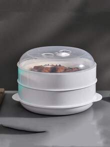SHEIN 1pc Japanese-Style Microwave Steamer, Kitchen Bun & Dumpling Reheater With Lid, Multi-Layer Plastic Steamer Tray