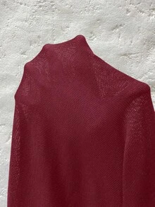 Vionelle Plus Size Women Solid Color Long Sleeve Casual Open Front Knit Cardigan, Autumn Red Cardigan Women Fall Clothes For Women Maroon Outfits For Women Cardigan Women Shrug Plus Size - Burgundy - View 6