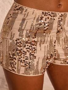 Opulessa Pantalones cortos de mujer con lentejuelas de cintura baja, adecuados para fiestas, look de Año Nuevo, fiesta elegante, graduación, baile de graduación, fiesta de lujo de noche para mujer, disfraz de Halloween, concierto, fiesta, club, elegante y sexy para salir, noche de cita elegante