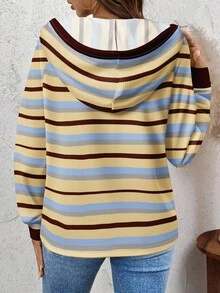 SHEIN LUNE 女式拼色条纹针织卫衣，适合秋冬季 - 彩色 - 查看 2