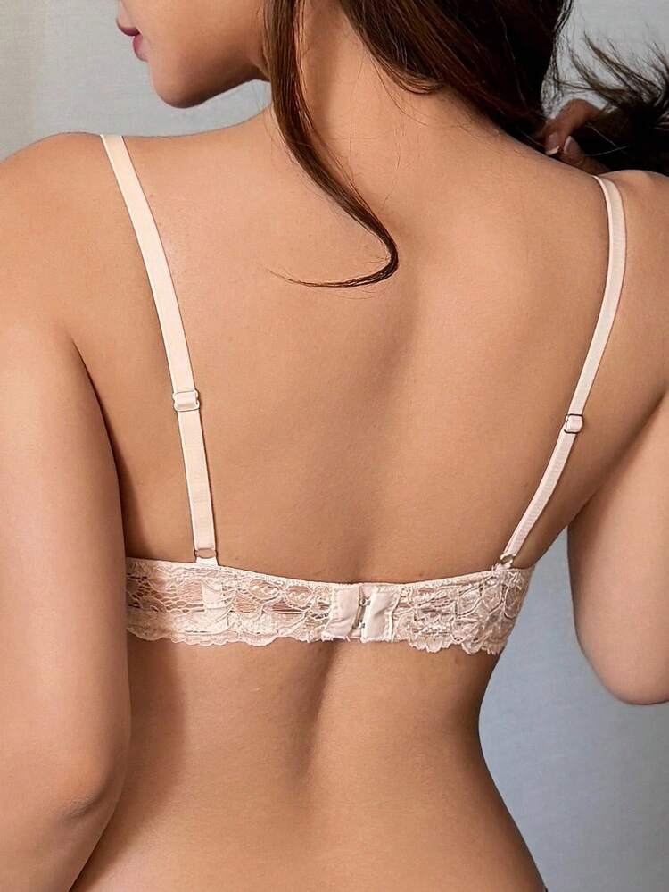 Lace Patchwork Smooth Seamless Adjustable Strap Lightly Lifted Bra For Women Lingerie For Women