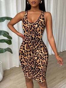 Islaluna Tie Dye Pleated Slim Fit Sleeveless Bodycon Dress For New Year Clothes