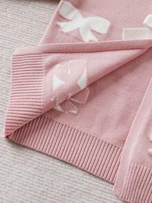Elladie kids Chaquetas de niña Versátiles Nuevas chaquetas de punto de manga larga para niñas en otoño/invierno, con patrón de lazo jacquard, decoración de lazo 3D, tejido suelto y suave, adecuado para uso diario y ocasiones festivas - Rosa - Ver 7