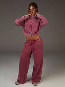 Athîral Quần thể thao giặt tay rút eo thường ngày cho nữ - Đỏ - Xem 5