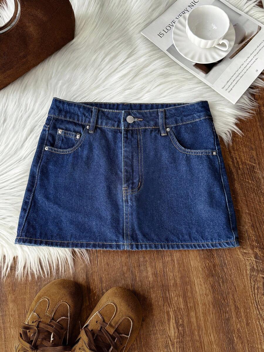 Comfortcana Damen Denim Rock Mini, Y2K Stil, Konzert, Schulbeginn ...