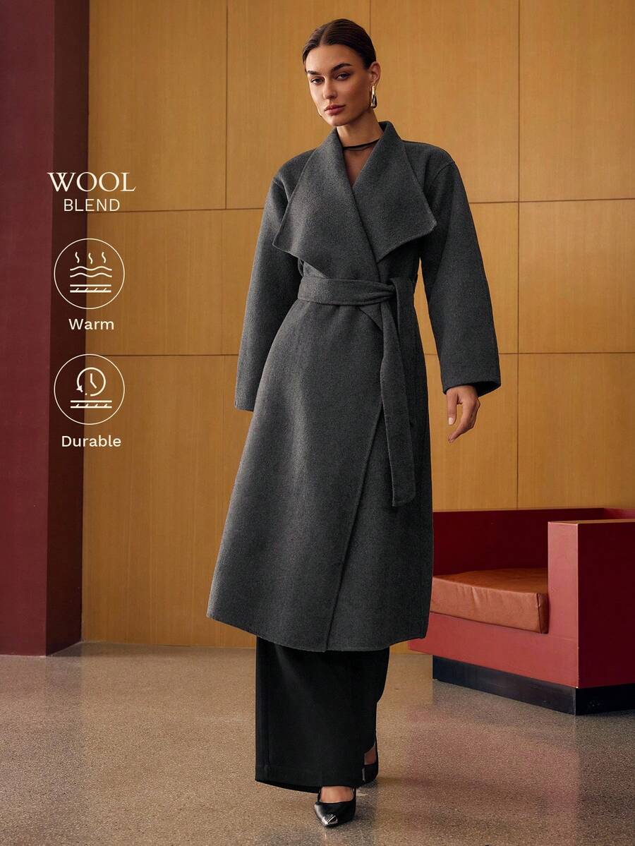 WOOL BELTED SPLIT OVERCOAT