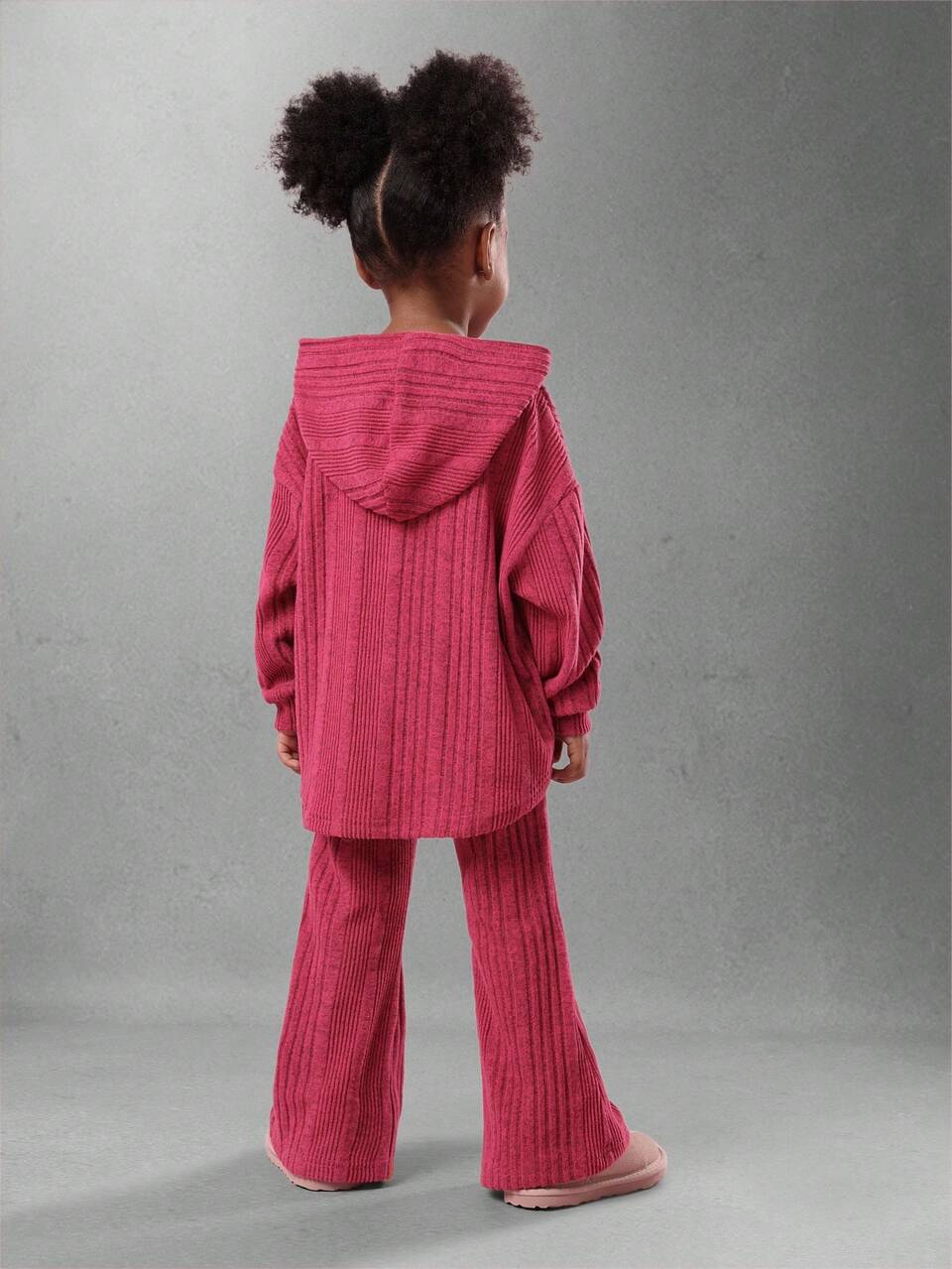 Ribbed Hoodie And Pants Set With Logo Print