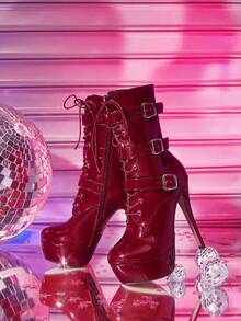 Cuccoo CUCCOO LuxiPop Botas de tobillo con plataforma alta, tacón fino y versátil, con cremallera lateral, adecuadas para Navidad, Halloween, festivales de música y otoño