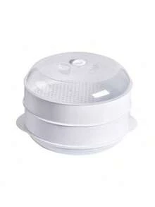 SHEIN 1pc Japanese-Style Microwave Steamer, Kitchen Bun & Dumpling Reheater With Lid, Multi-Layer Plastic Steamer Tray