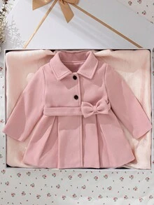 SHEIN 6个月-3岁 2件套 女婴外套 休闲风格秋季服装 女童保暖外套和腰带 - 粉色 - 查看 7