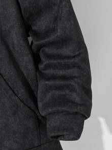 SHEIN 青少年男童水洗灰色印花卫衣，休闲学院风，舒适百搭，面料柔软，适合日常穿着、上学、外出、户外活动，秋冬季青少年男童星空图案卫衣，灰色印花卫衣 - 灰色 - 查看 7