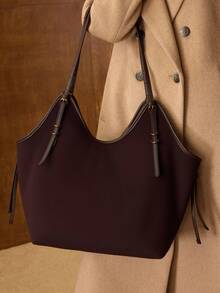 MOTF PREMIUM 时尚通勤大容量可调节肩带托特包 - 棕色 - 查看 6