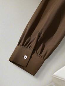 Franclia Loose Women's Long Dress With Button Waist Belt Decor - Brown - View 5