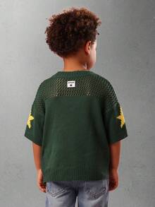 SUMWON 儿童沙特阿拉伯足球迷支持针织运动球衣毛衣 23 号网眼图案冬秋休闲足球迷套头衫